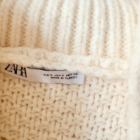 Zara Pompom Knit Cardigan Jacket Bloggers Favourite Cream Ecru Size Small - Picture 8 of 10